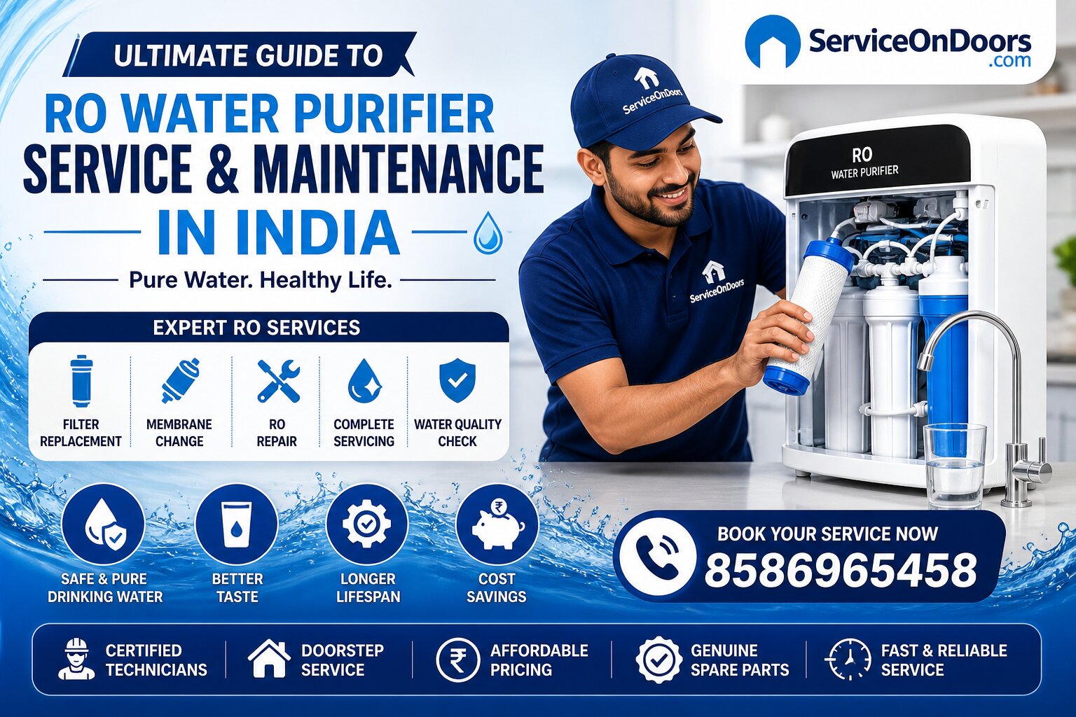 RO Water Purifier Service & Maintenance in India | Expert RO Repair & Cleaning | ServiceOnDoors | 8586965458